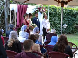 Hochzeitszeremonie in unserem Biergarten